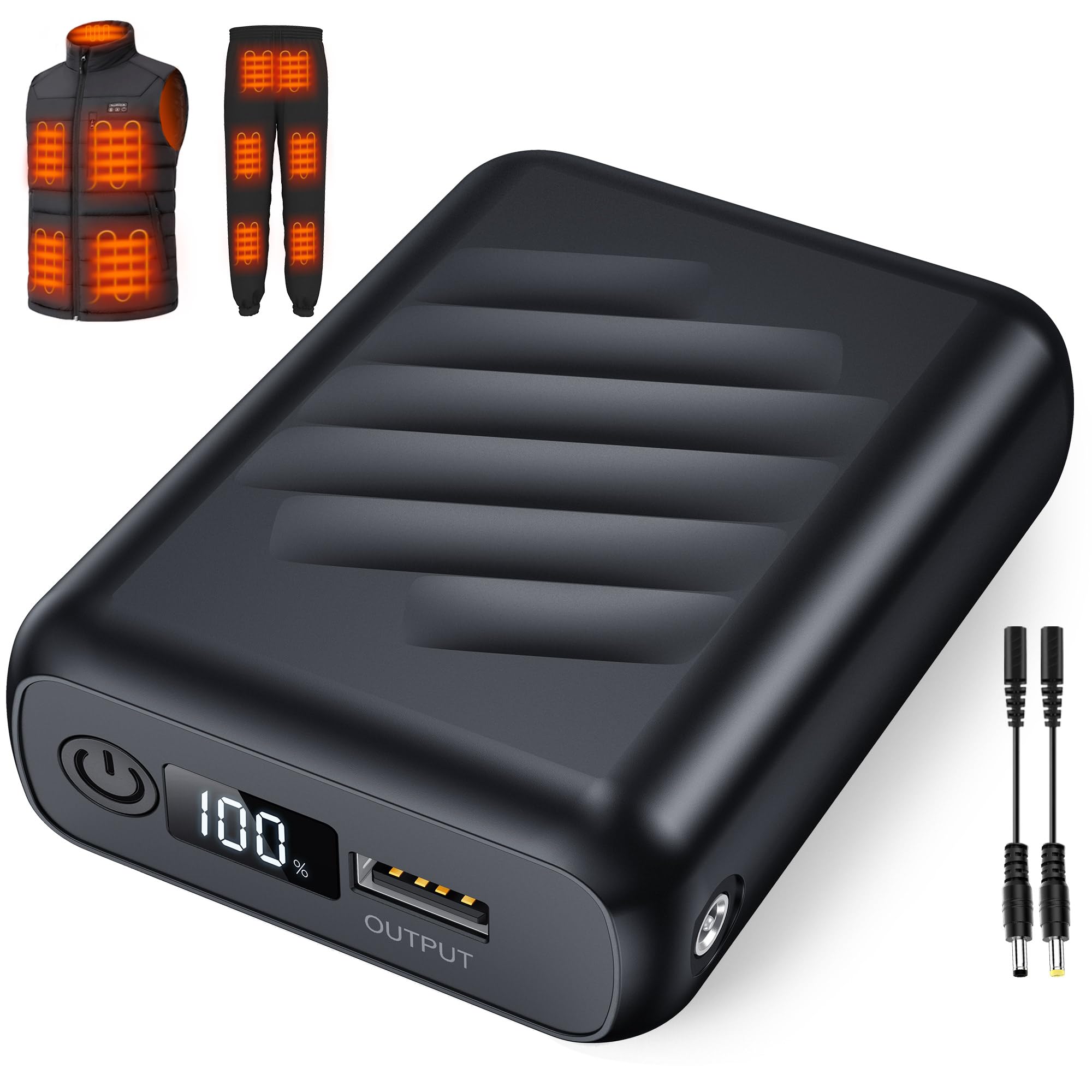 20000mAh 7.4V Heated Vest Battery Pack For ORORO, For Venustas, Rechargeable Battery For Heated Vest With LED Display And 2 Adapter Cables, Power Bank...