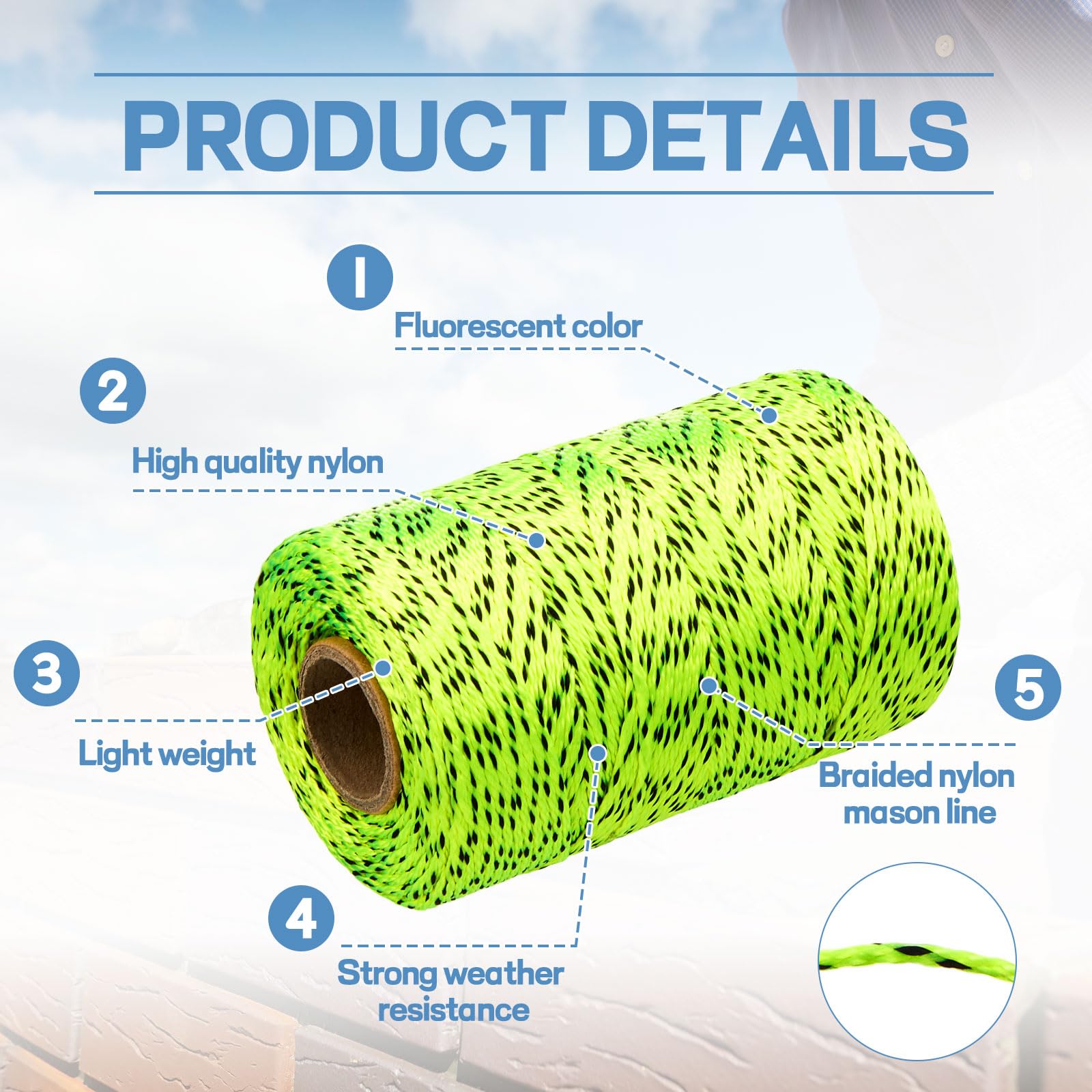 Amylove 6 Roll Mason Nylon String 500 Feet Nylon Braided Twine String - View #8