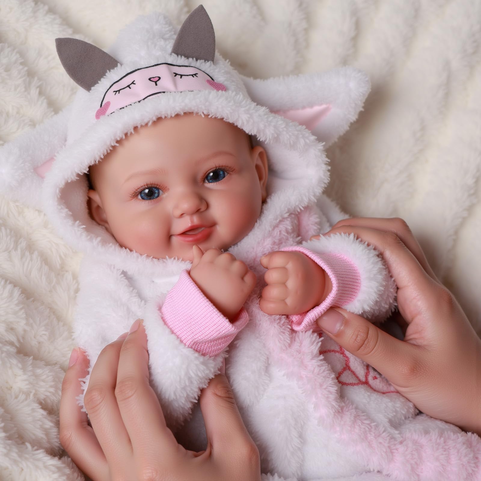 BABESIDE Realistic Baby Doll Girl, 17 Inch Sweet Smiling Lifelike Soft Body Baby Doll - Image 4
