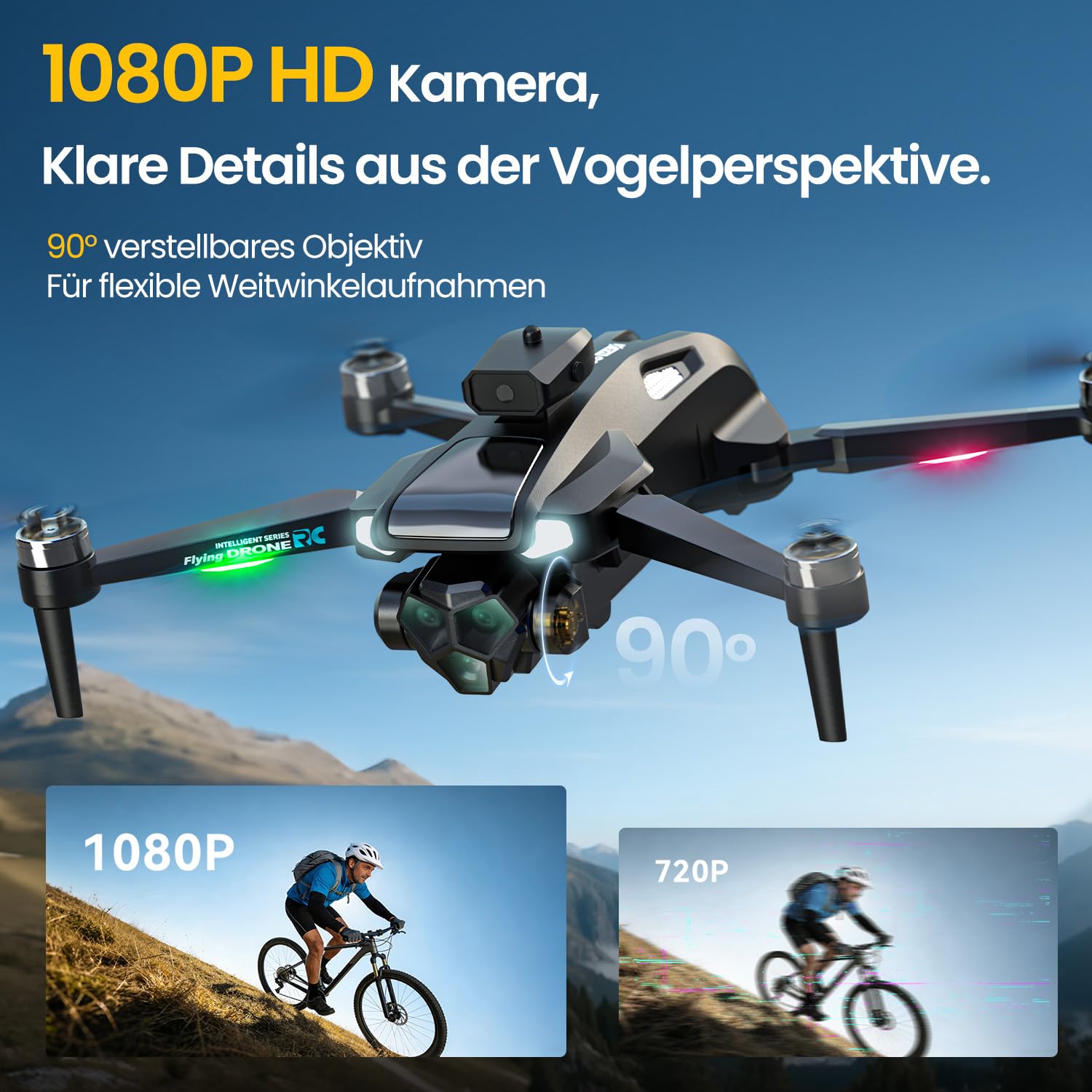 M66 1080P Kamera Drohne mit 4,3 Zoll Bildschirm-Fernsteuerung, 40 Min Flugzeit (2 Akkus), Bürstenloser Motor, 5G Übertragung, Einsteiger Drohne für Jugendliche & Nahaufnahmen