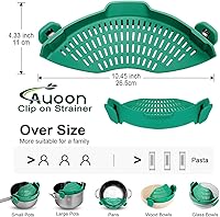 Vista 3 de AUOON Colador de olla extra grande con clip de silicona - Diseño de estilo familiar, colador de pasta resistente al calor, colador de cocina
