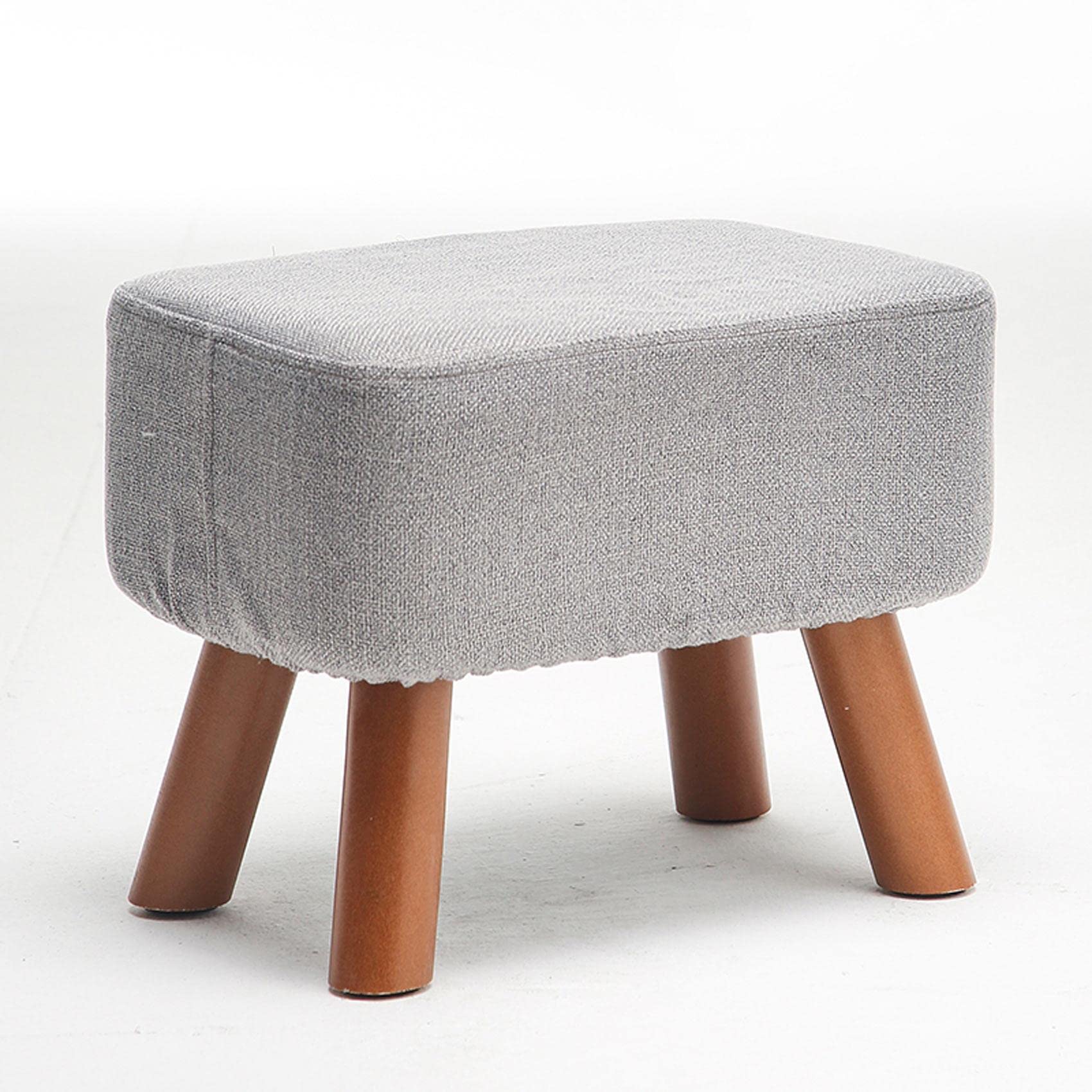 Pouf repose-pieds carré gris foncé en lin de 40x28x33cm