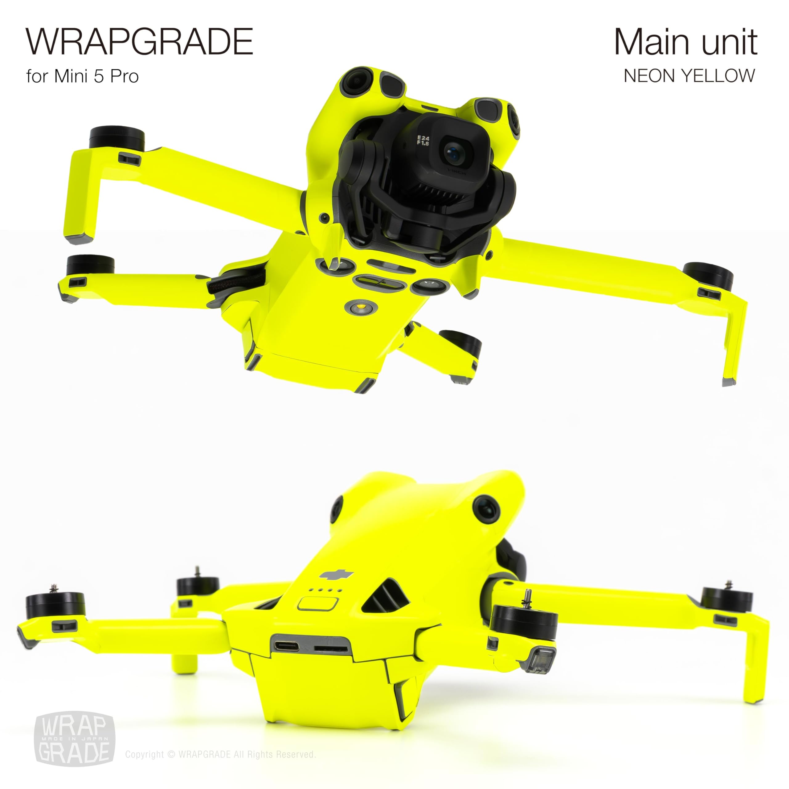 WRAPGRADE Skin Stickers Compatible with DJI Mini 5 Pro (Neon Yellow) - Image 4