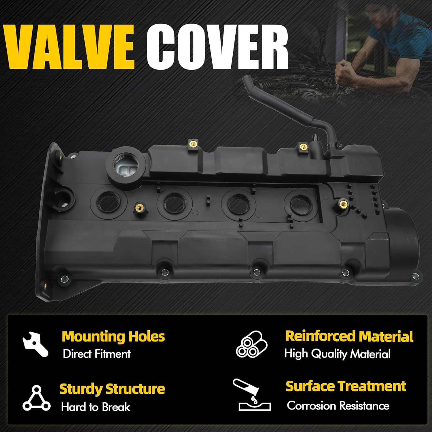 Engine Valve Cover Compatible with 2004-2009 Hyundai Elantra Tiburon Tucson 2004-2010 Kia Sportage Spectra Spectra5 2.0L L4 Replace 2241023100
