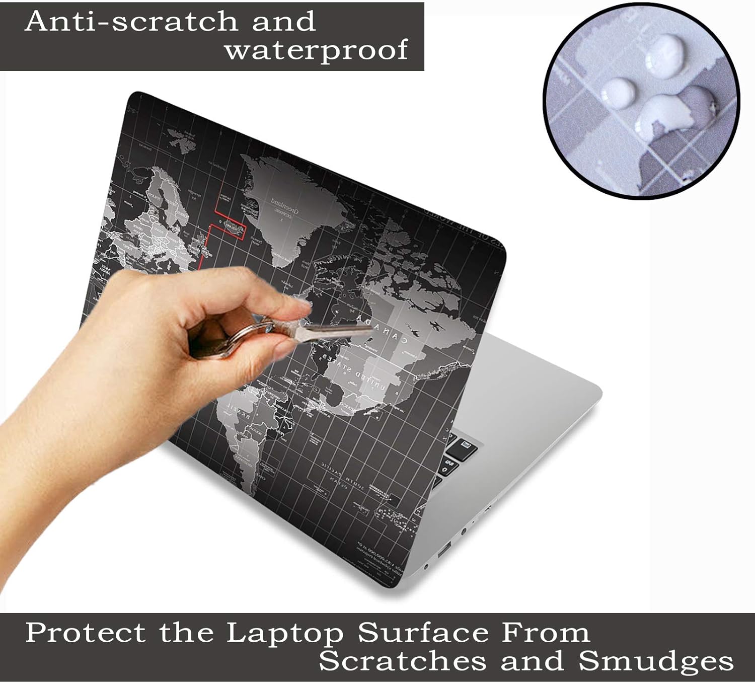 Laptop Skin Sticker Decal,12" 13" 13.3" 14" 15" 15.4" 15.6 inch Laptop Vinyl Skin Sticker Cover Art Protector Notebook PC (Free 2 Wrist Pad Included), Decorative Waterproof Removable,Cool World Map : Electronics