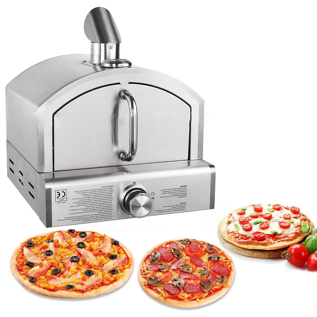 Horno de pizza para barbacoa con válvula reguladora y piedra refractaria