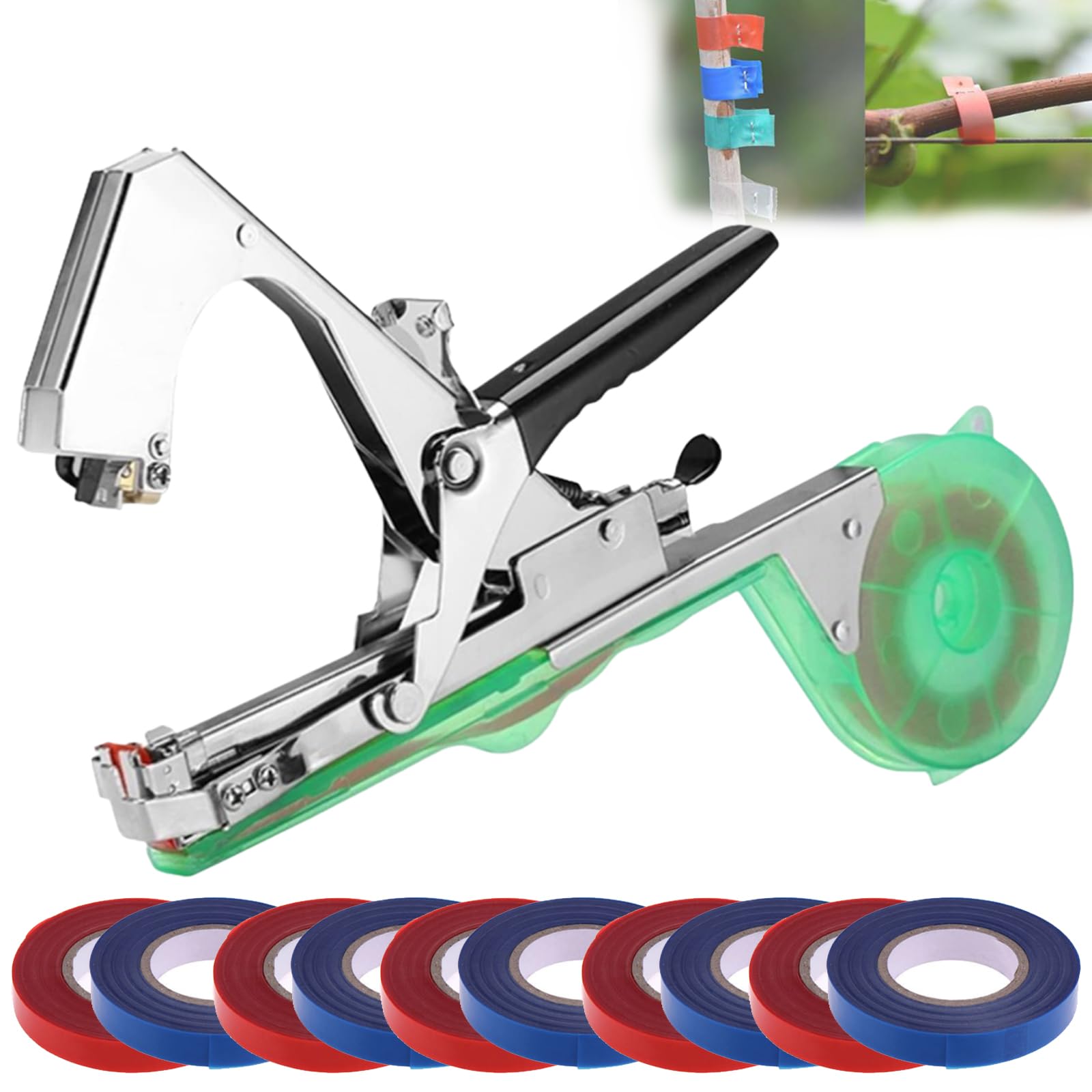 Máquina Atadora, Herramienta manual for atar árboles de jardinería con 10 rollos de alambre, máquina portátil for atar viñas