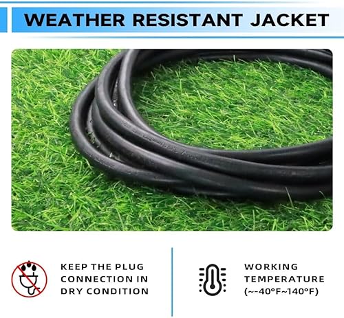 Miniatura 15 de Cable de extensión iluminado para exteriores de 50 pies - Cable de extensión amarillo resistente SJTW 10/3 con enchufe de conexión a tierra de 3