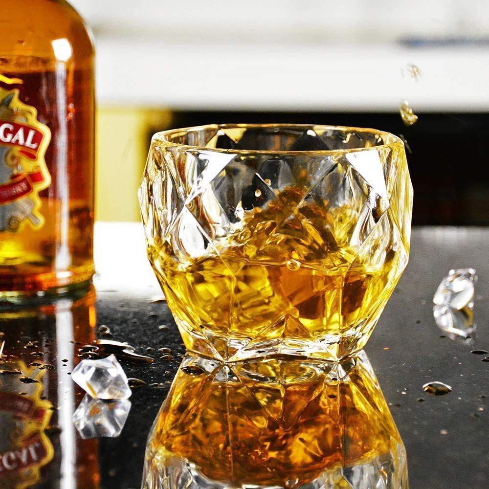 ROSEFINCH Crystal Whiskey Glasses Set of 6 pcs- 300 ml Bar Glass for Drinking Bourbon, Whisky, Scotch, Cocktails, Cognac- Old Fashioned Cocktail Tumblers Clear 4