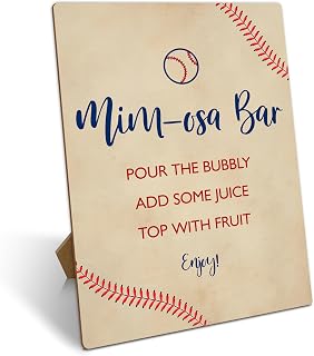 Mimosa Bar Sign With Stand, Baseball Mimosa Bar Supplies Decorations, Brunch Dessert Table Decor Sign, Bubbly Bar Sign For Wedding Baby Shower Birthday Christmas Party, 27