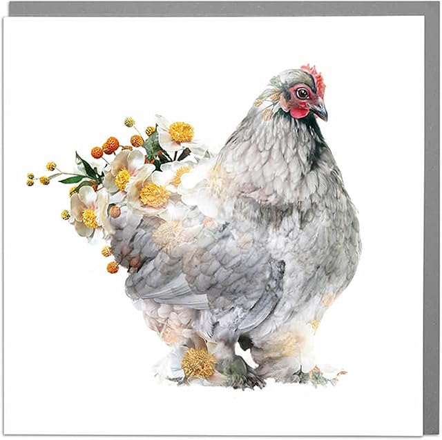 Lola Design - Wildlife Botanical Greeting Cards - Blank Cards and Envelopes - Brahma Hen Card