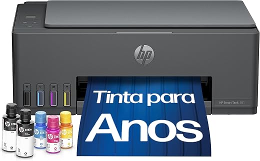 Impressora Multifuncional HP Smart Tank 581 Tanque de Tinta Colorida Wi-Fi, USB...