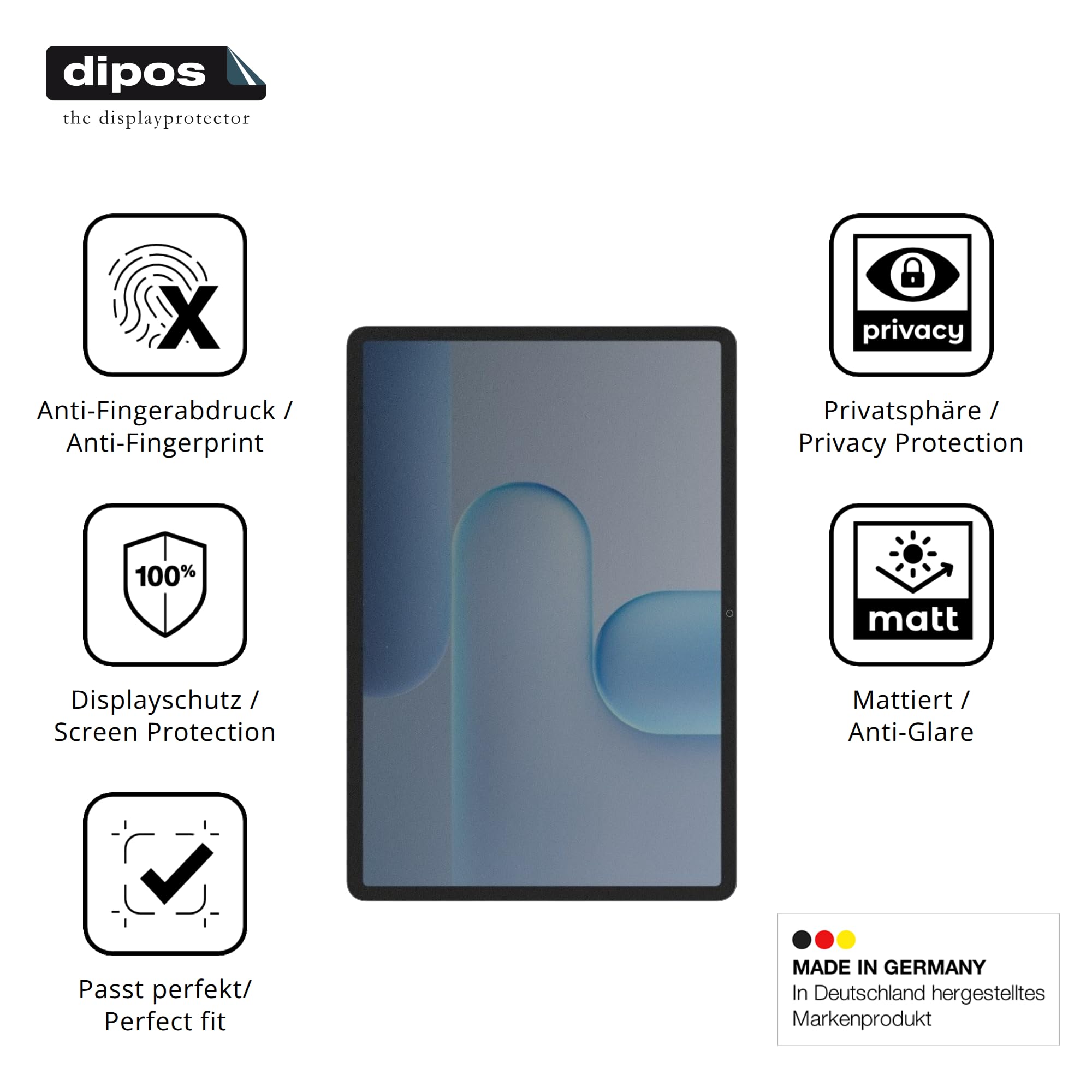dipos Protector de Pantalla Antiespía para Honor Pad 10 Pro 11.5 Zoll | Película protectora mate, filtro de privacidad 4 vías, ajuste perfecto, antiarañazos, sin burbujas, autoadhesivo