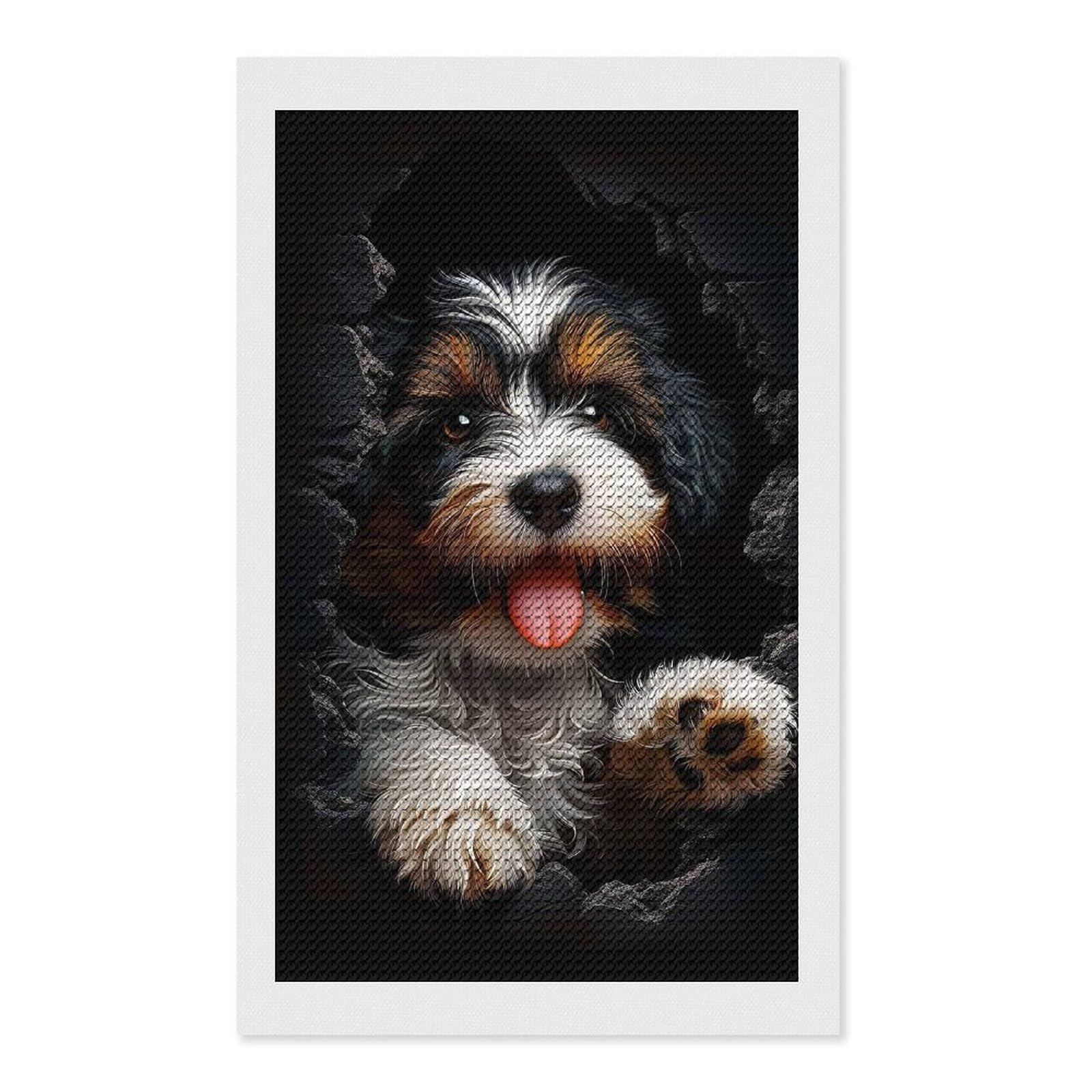 Junmoney Tibetan Terrier Round Drill Diamond Painting 12"x20", for Women, Relaxing DIY Hobby, Bedroom Decor, Christmas Gift, Adhesive Canvas