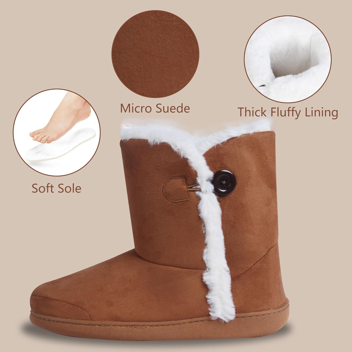 Home Slipper Women's Winter Warm Memory Foam Indoor House Slippers Boots - Image 3