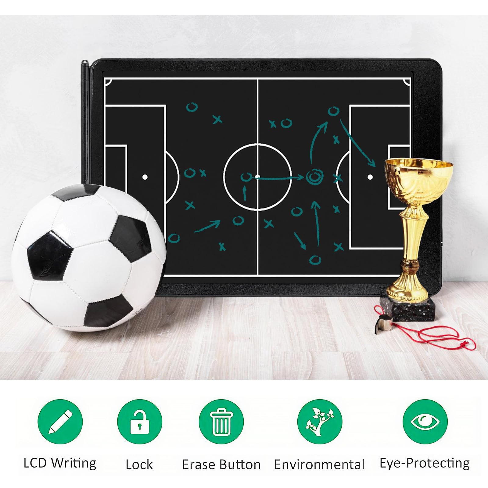 BORDEAG Lavagna Tattica Da Calcio, 40.6 Cm Lavagna Tattica Calcio, Lavagna Magnetica Calcio, Lavagnetta Tattica Calcio Per Organizzazione Giocatori Tattiche E Strategie