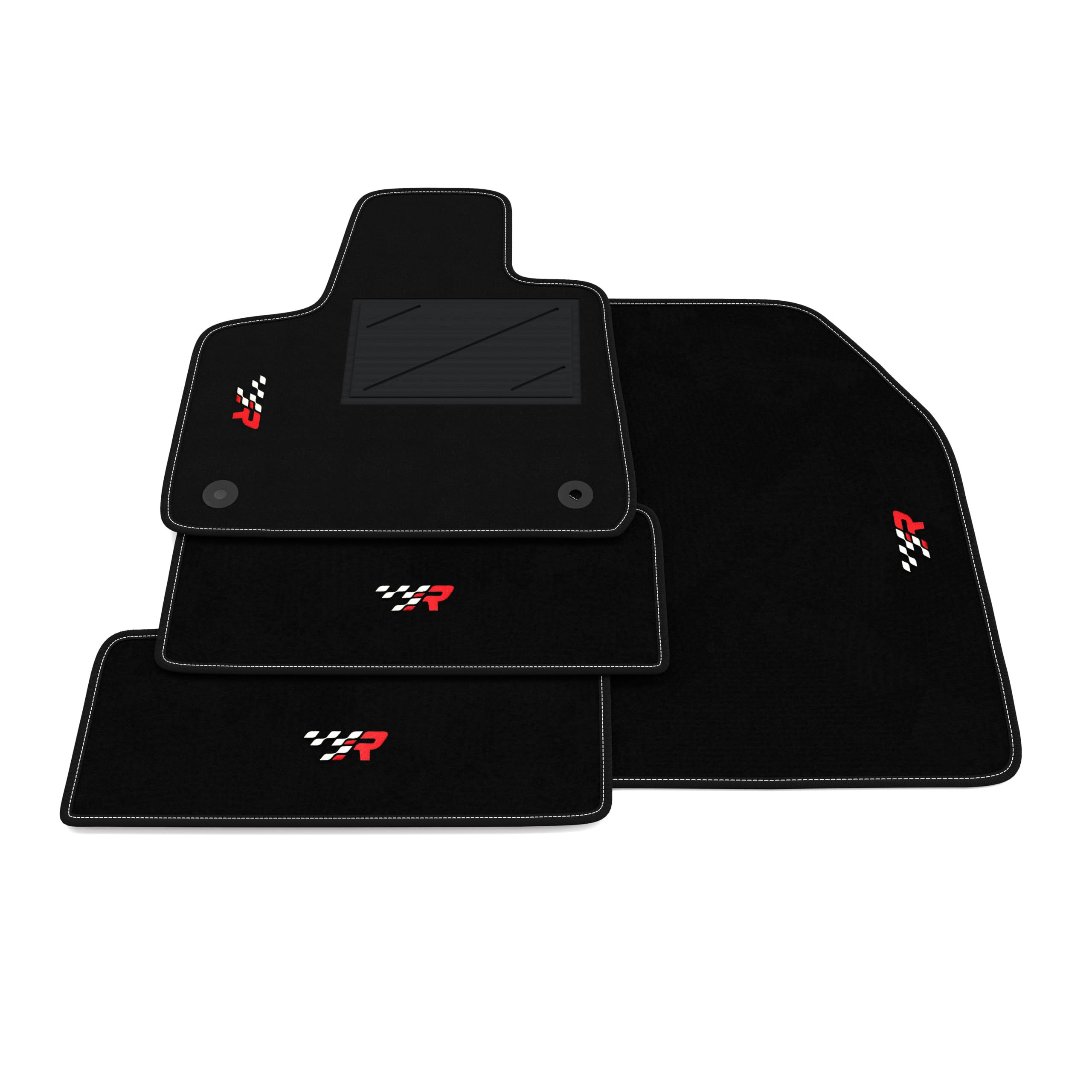 Set de Tapis de Voiture compatibles avec Opel Grandland X 2017-2024 | Tapis sur Mesure en Moquette, Broderie R Racing, sur Mesure