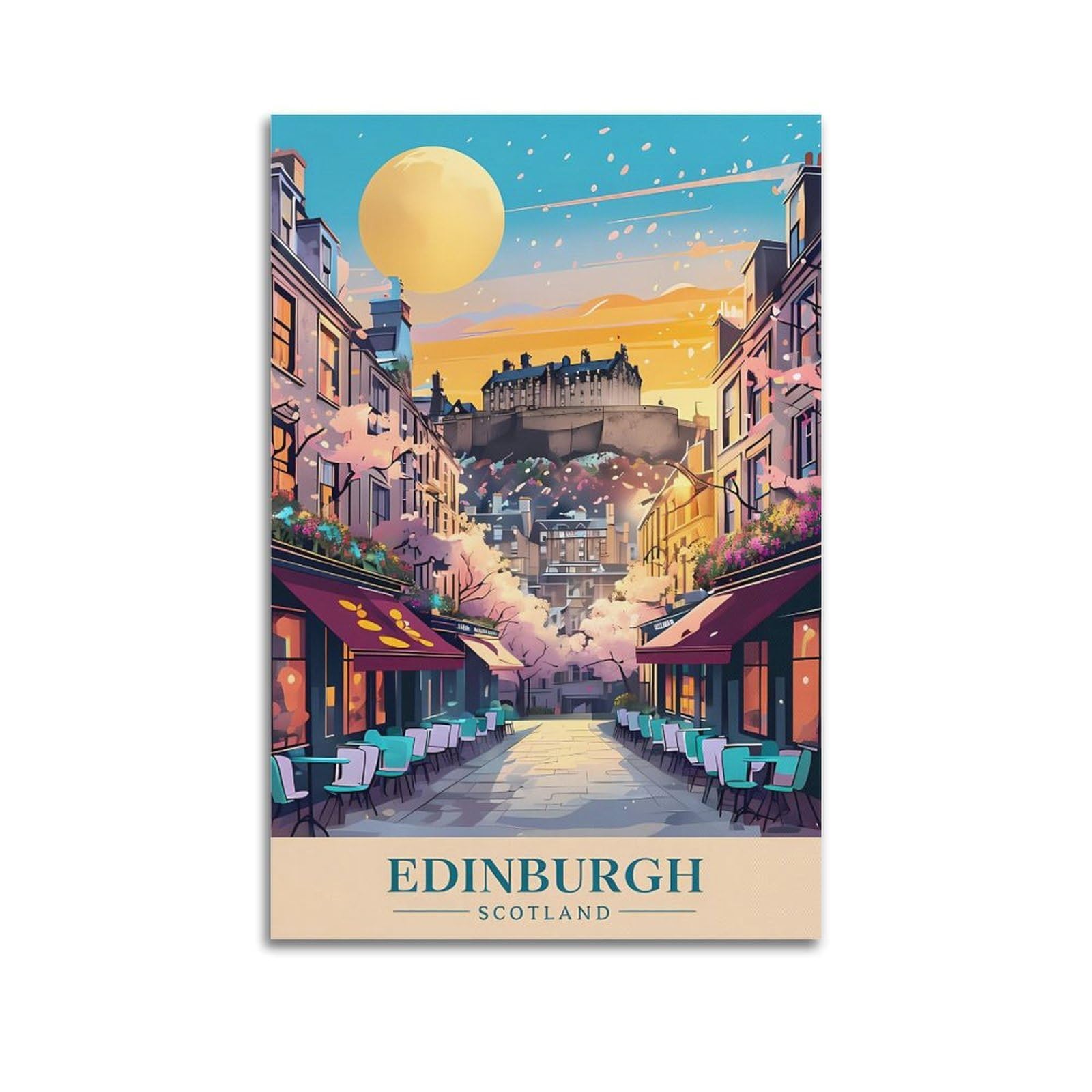 EZMLFA 5D Diamond Art Kits for Beginner,Edinburgh Scotland,Beginners,DIY Full Round Drill Diamond Dot Gem Art Kits for Adults,Crafts for Decor 50x60cm