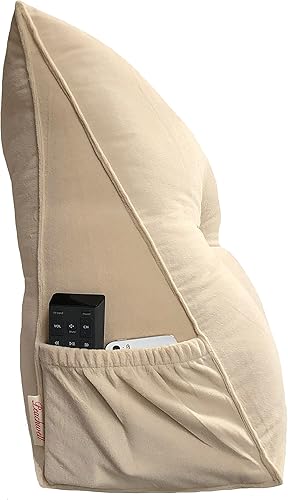 Miniatura 3 de Almohada triangular de lectura para reposo en cama, cojín grande para cabecero, respaldo, almohada de cuña con funda extraíble y dos bolsillos