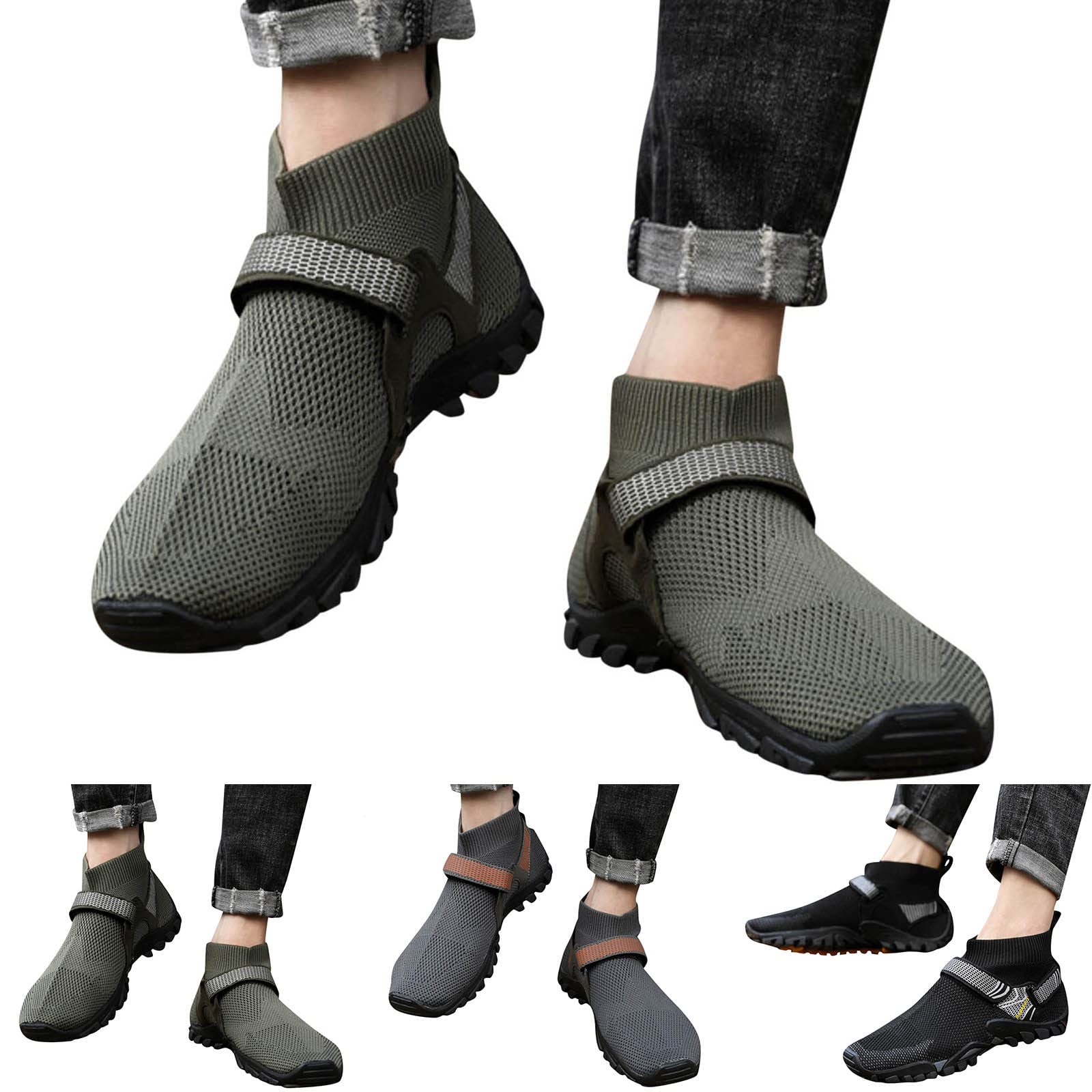 Generisch Slip in Zapatos Hombre Extra Ancho Senderismo Malla Transpirable