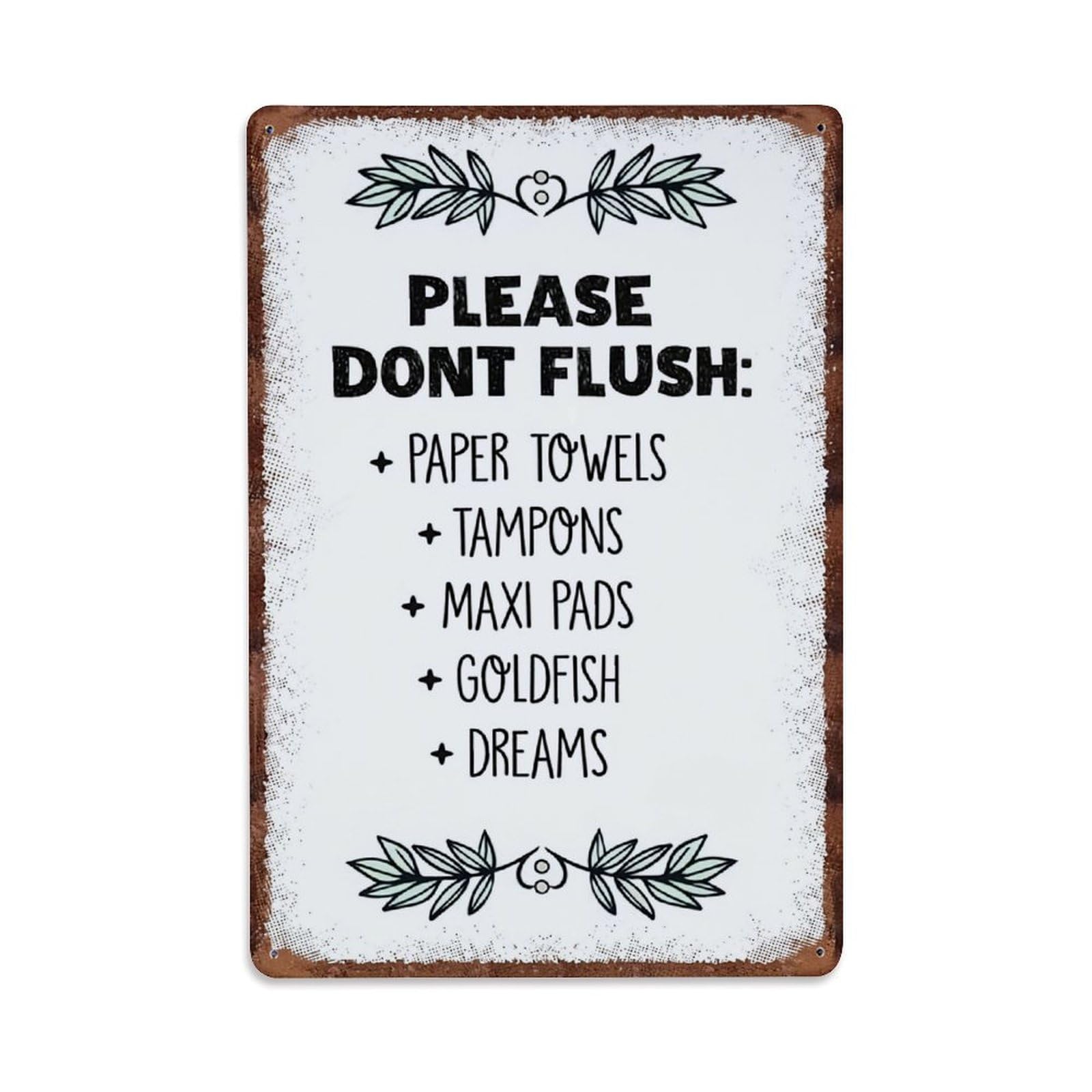 Jdfenggu Vintage Please Dont Flush List Sign Retro Metal Tin Sign, Decor Art Poster For Bar, Home, Man Cave, Kitchen, Laundry Room Gift 8X12inch