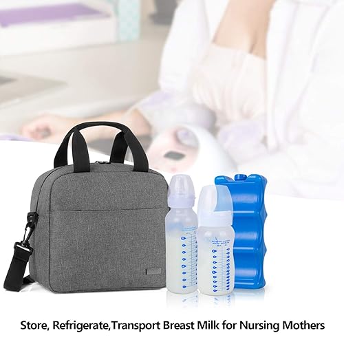 Miniatura 7 de Teamoy Bolsa enfriadora de leche materna con bolsa de hielo, bolsa de viaje para biberones para bebés que se adapta a hasta 6 botellas grandes de 9