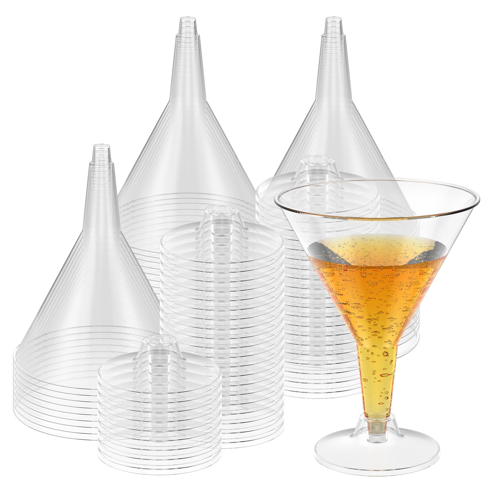 FALESOUL 50 Pack Plastic Martini Glasses, 6oz Tall Mini Martini Plastic Cups Unbreakable Appetizer Dessert Cups for Summer Party Wine, Appetizers, Btirhday Wedding and All Events (Clear)