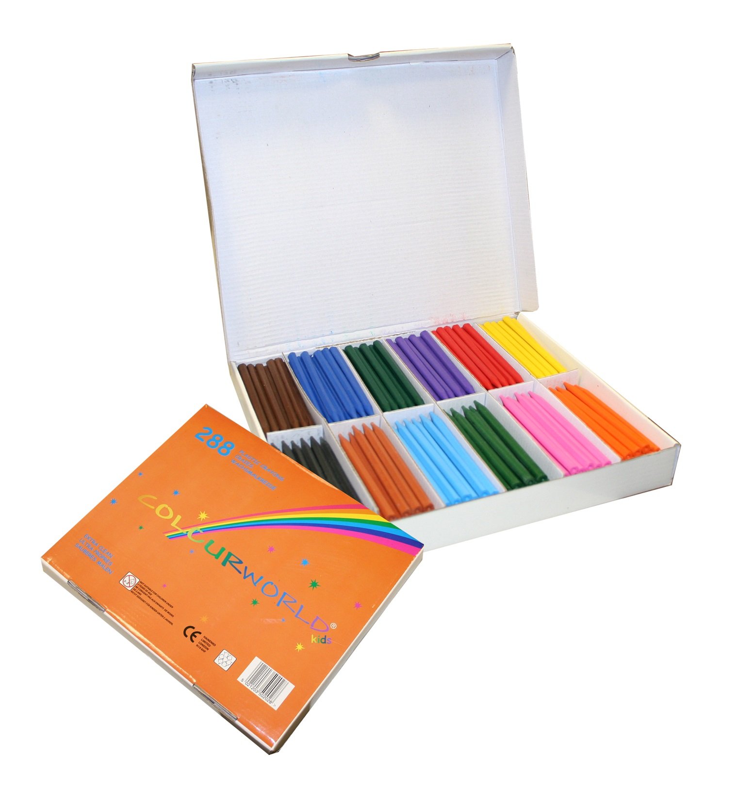 ColourWorld Plastic Crayons Classpack for Schools Ages 3+ Box of 288