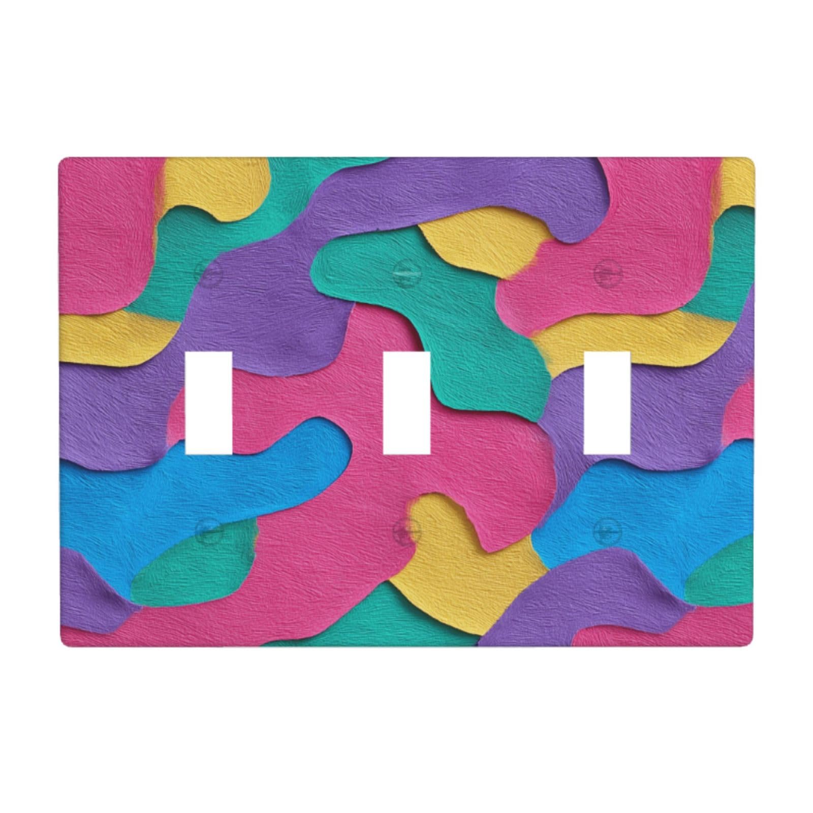 Flowing Wavy Shapes in Colors Light Switch Covers 3 Gang Triple Toggle Wall Plate Switchplate Electrical Faceplate for Bathroom Kitchen Bedroom Decor