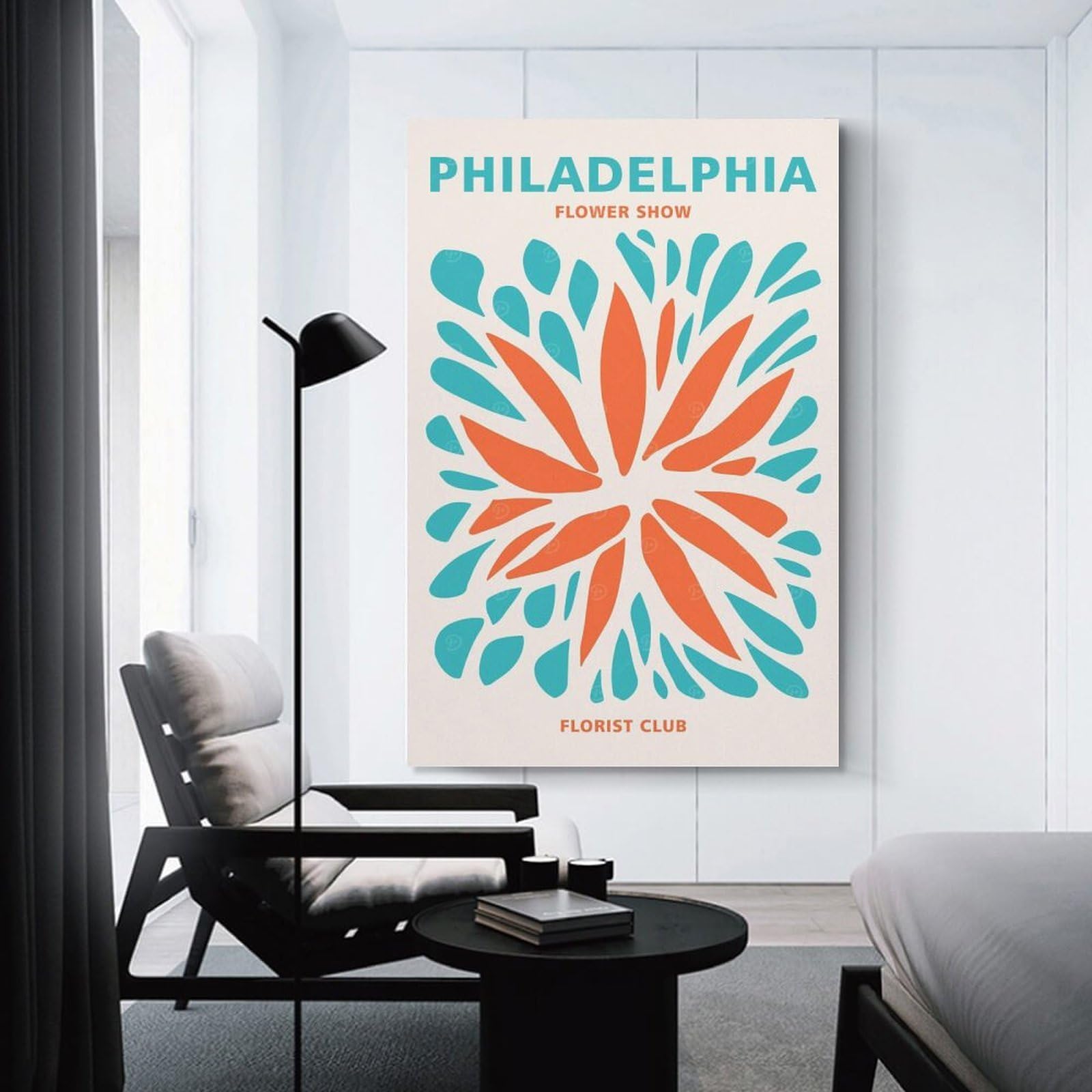 Junmoney Philadelphia Florist Club Canvas Wall Art 24x36inch(60x90cm), for Home Lounge, Bedroom Or Reading Nook, Eye Catching Artwork for Blank Walls