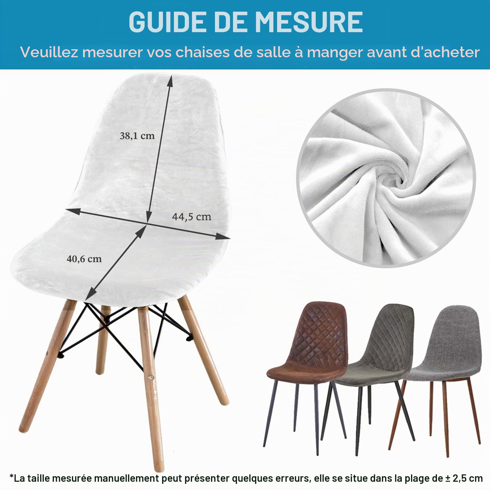 Jianyana Lot de 6 Housses de Chaise de Salle à Manger, Extensibles, Amovibles et lavables - Protection pour chaises de Salle à Manger, hôtel, Cuisine, Banquet, Maison (Blanc)