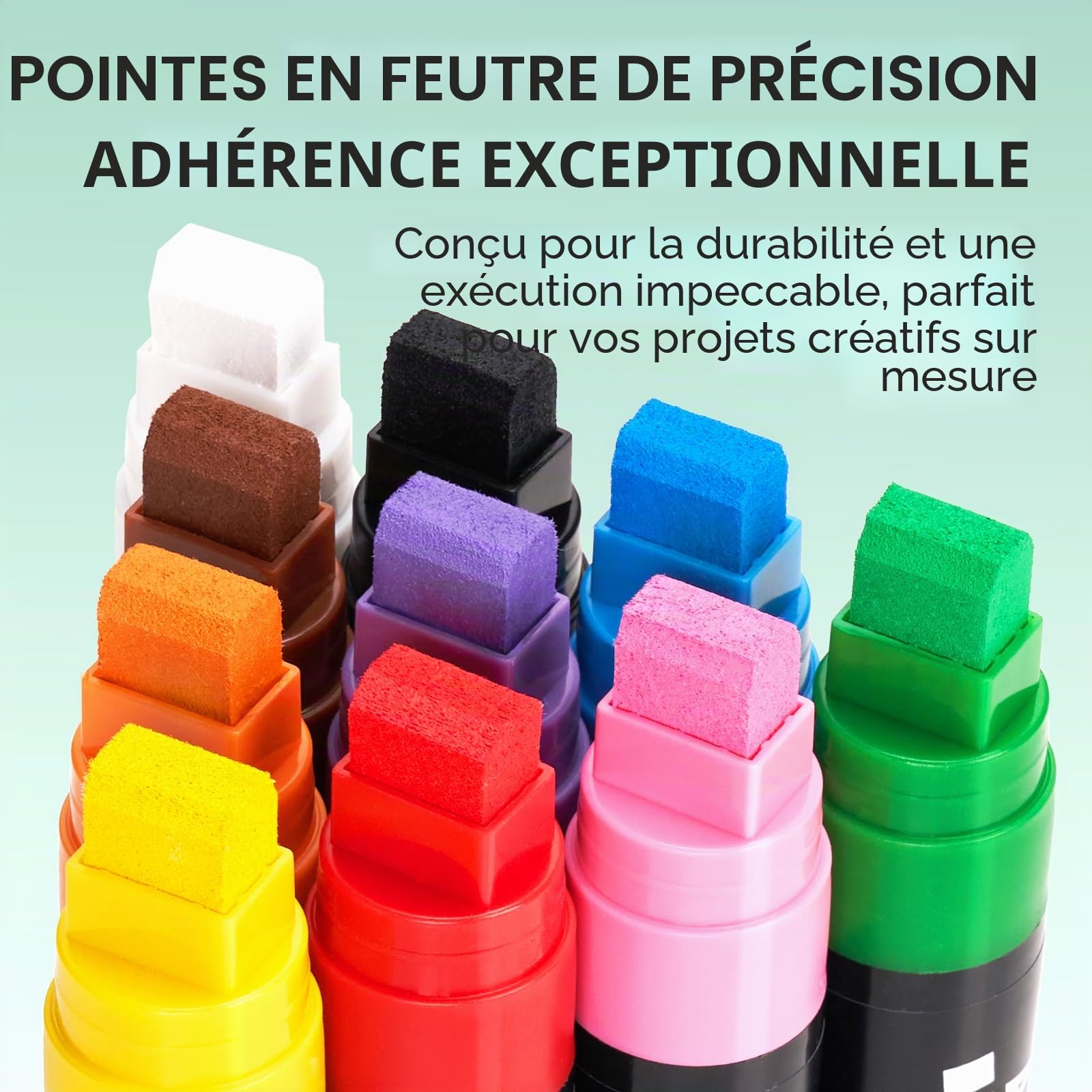 Arrtx Lot de 10 marqueurs de peinture acrylique à pointe feutre de 15 mm, marqueurs permanents pour le tag, panneaux, loisirs créatifs