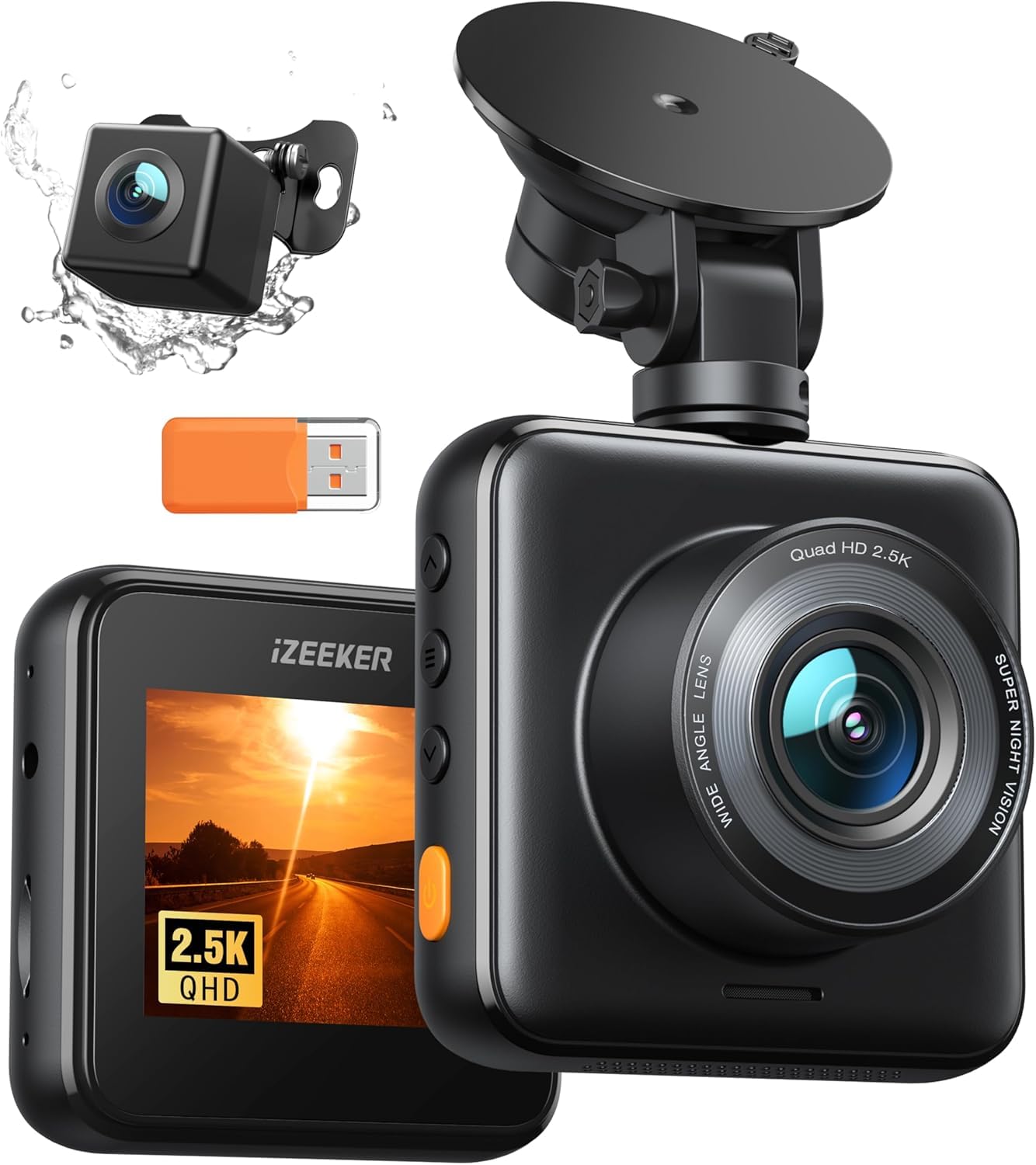 iZEEKER iD220 2.5K Dash Cam Front and Rear, 1440P+1080P, 2-Inch IPS