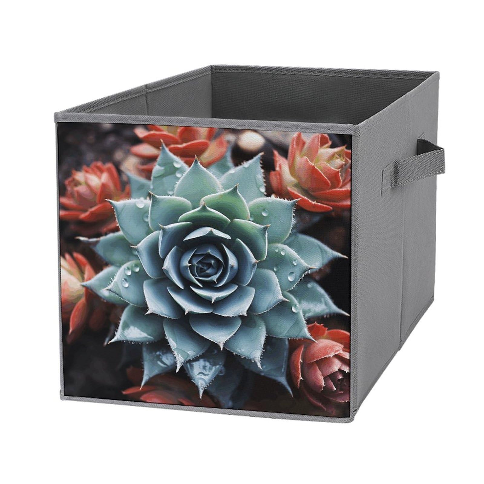 Lot de 6 boîtes de rangement empilables et pliables à motif plantes succulentes pour trier