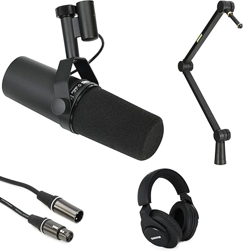 Shure Micrófono dinámico SM7B con brazo de pluma y kit de auriculares