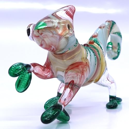 Miniatura 6 de Figura de arte de cristal soplado a mano en miniatura de camaleón, animales coleccionables, regalo para decorar el hogar (3 pulgadas, rojo y verde)
