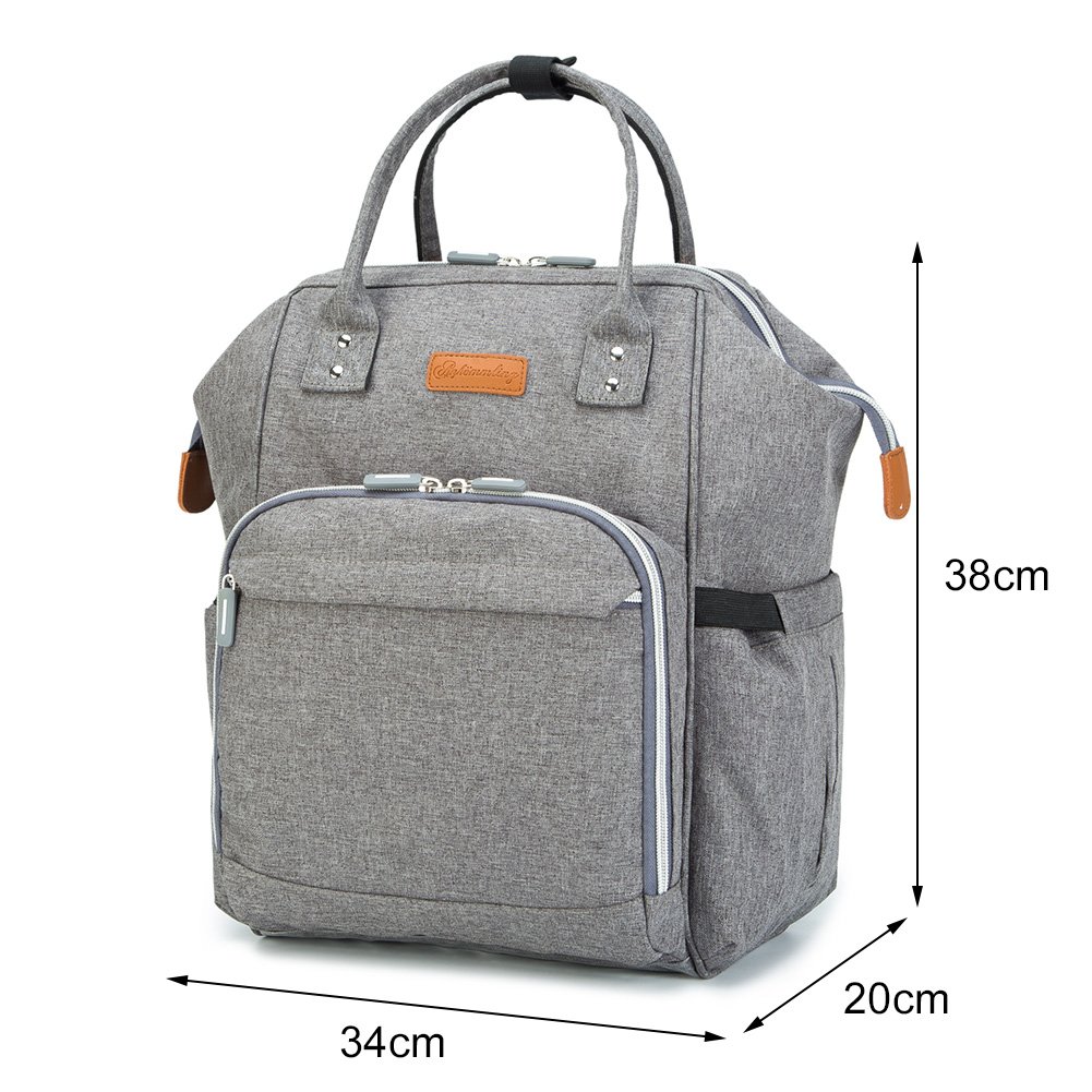 borsa zaino porta pannolini, impermeabile, multifunzione, di grande capacità; organizer da viaggio con tappetino per il cambio, una borsa termica per biberon e clip per passeggino