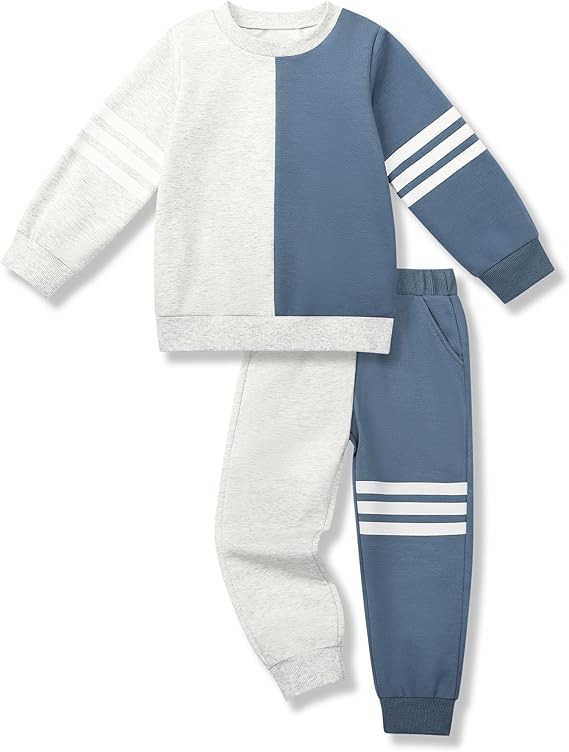 Toddler Boy Sweatsuit Stripe Long Sleeve Pull On Clothes Two Tone Tops and Pants Fall Winter Set