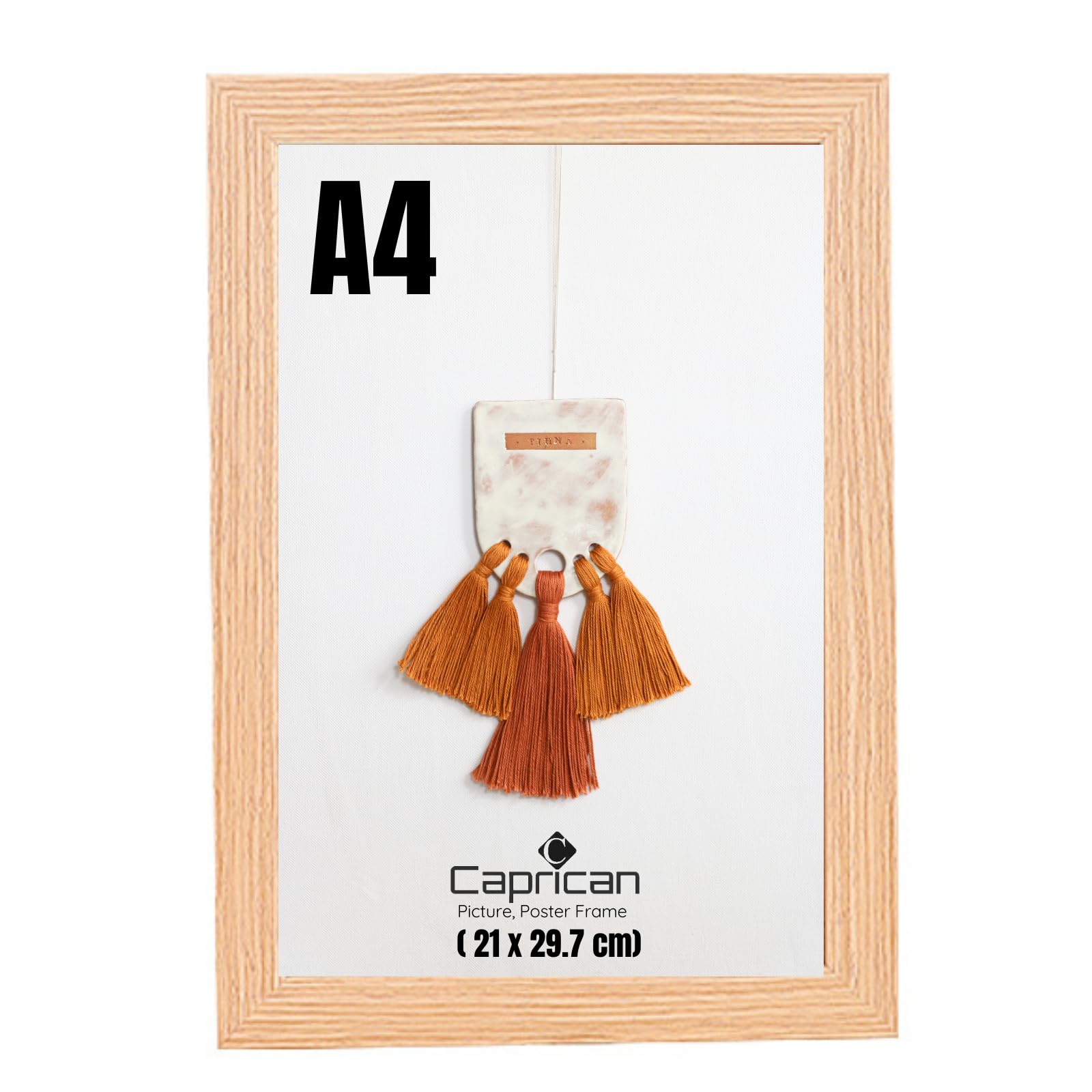 caprican A4 Picture Frames - Oak Photo Frame with Safe Perspex Front - A1 A2 A3 A4 A5 Photo Frames Multiple Pictures Sizes Colors, Portraits & Wall Mounting Orientation (21 x 29.7 cm)