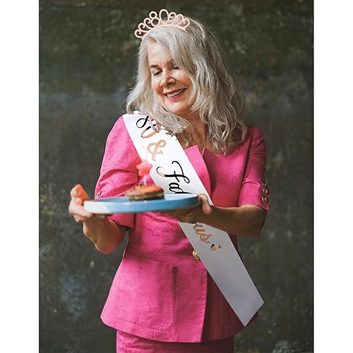 Miniatura 2 de CIEHER Corona de cumpleaños 80 + Fabuloso juego de banda de 80 años, decoraciones de cumpleaños de 80 para mujeres, regalos de cumpleaños 80 para