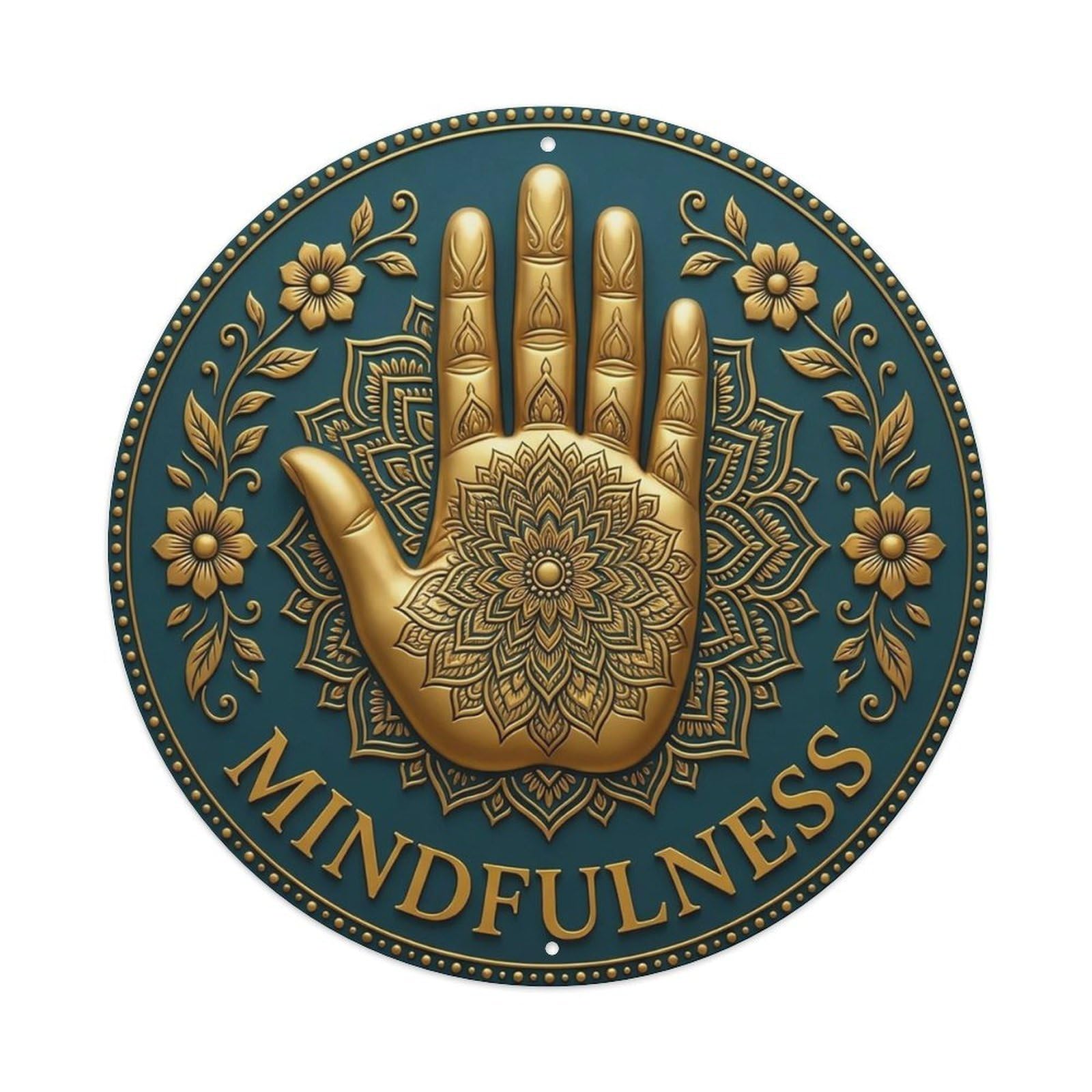 Vintage Mindfulness Flower Zen Yoga Metal Tin Sign