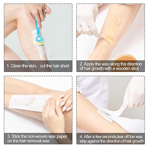 Miniatura 4 de 300 tiras de cera no tejidas para depilación corporal y facial, tiras de depilación facial, depilación facial, bikini, papel para mujeres, hombres,