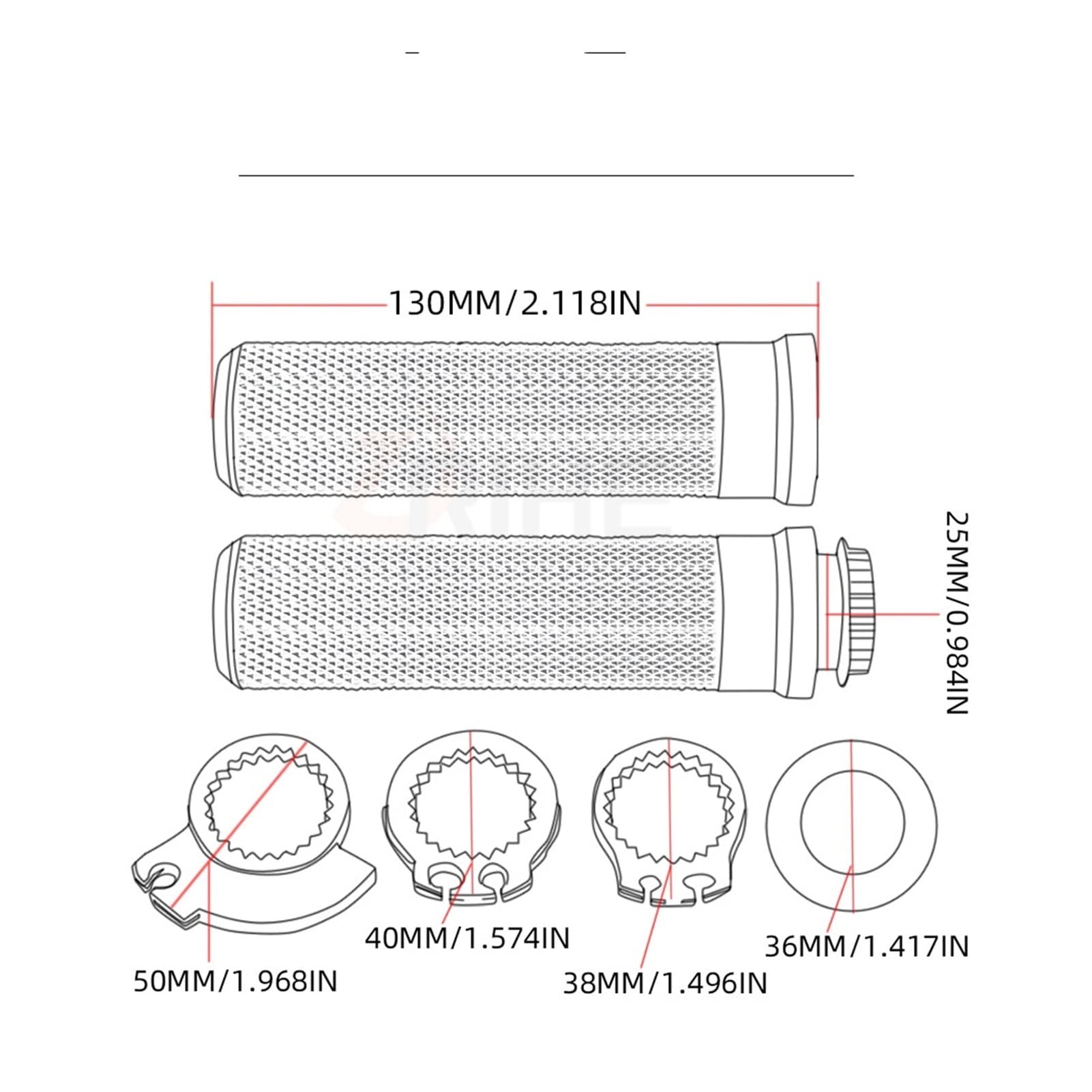 Motocicletta Manubri Parti Del Motociclo 22mm Manubrio In Gomma Manopole Per GAS XC 250 300 FSE/FSR MC 125 250 EC 50 125 200 250 300 400(Grigio)