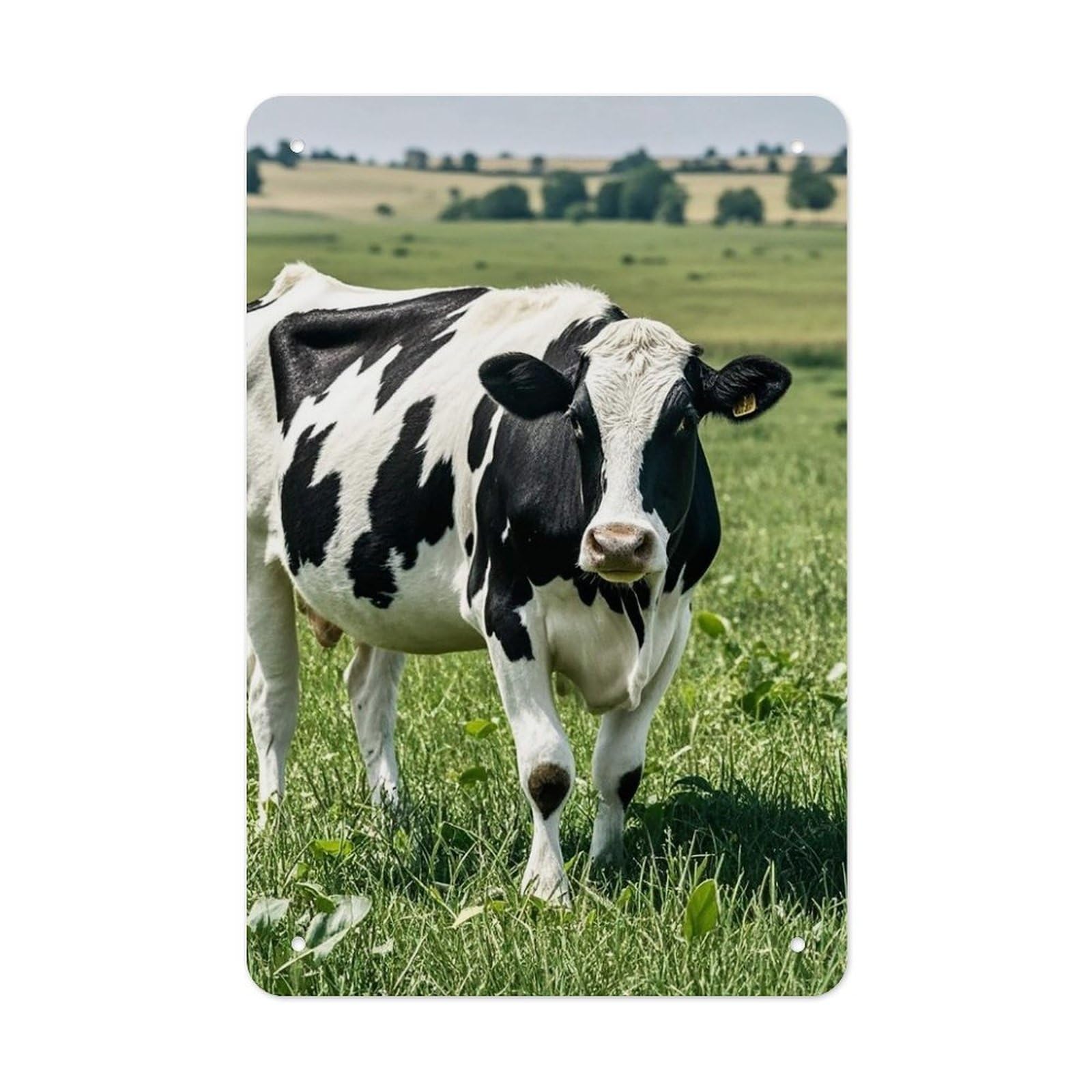 QMNLKH Cartoon Milk Cow Plaques for Wall Decor, Personalized Metal Tin Sign for Home, Multifunctional Poster for Office, Fashion Painting for Hallway, Wall Art Pictures, 7.9x11.8Inch