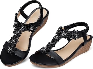 SHIBEVER Dressy Wedge Women Sandals: Comfortable Low Heel Wedding Sandal