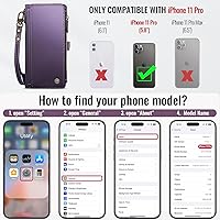 Vista 6 de Defencase Funda compatible con iPhone 11 Pro con tarjetero de bloqueo RFID para mujeres y hombres, de piel sintética suave, cierre magnético