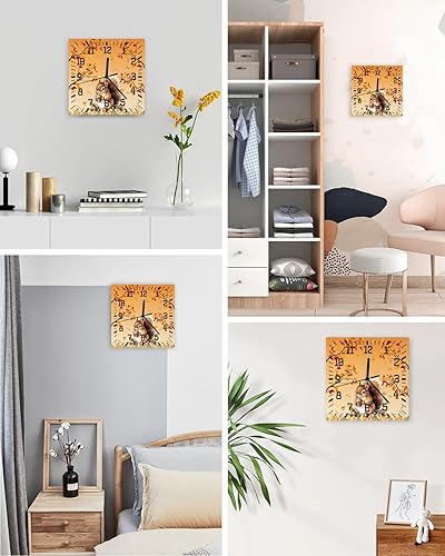 Miniatura 4 de Reloj de pared de madera para Acción de Gracias, silencioso, sin tictac, rama de otoño, hojas de arce, naranja, cuadrado, funciona con pilas, reloj