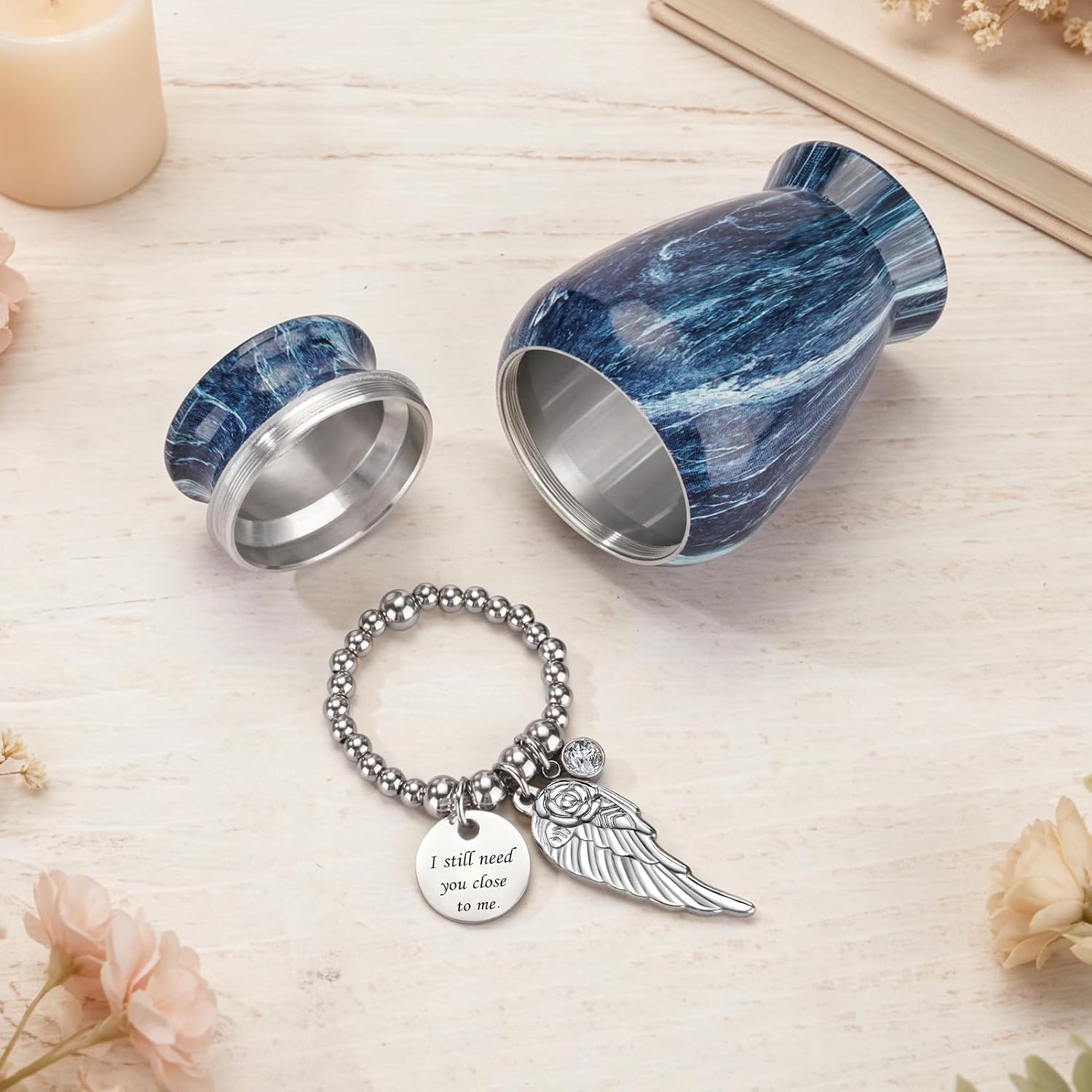 Small Urn for Human Ashes, Mini Keepsake Funeral Memorial, Decorative Cremation Urn for Women and Men