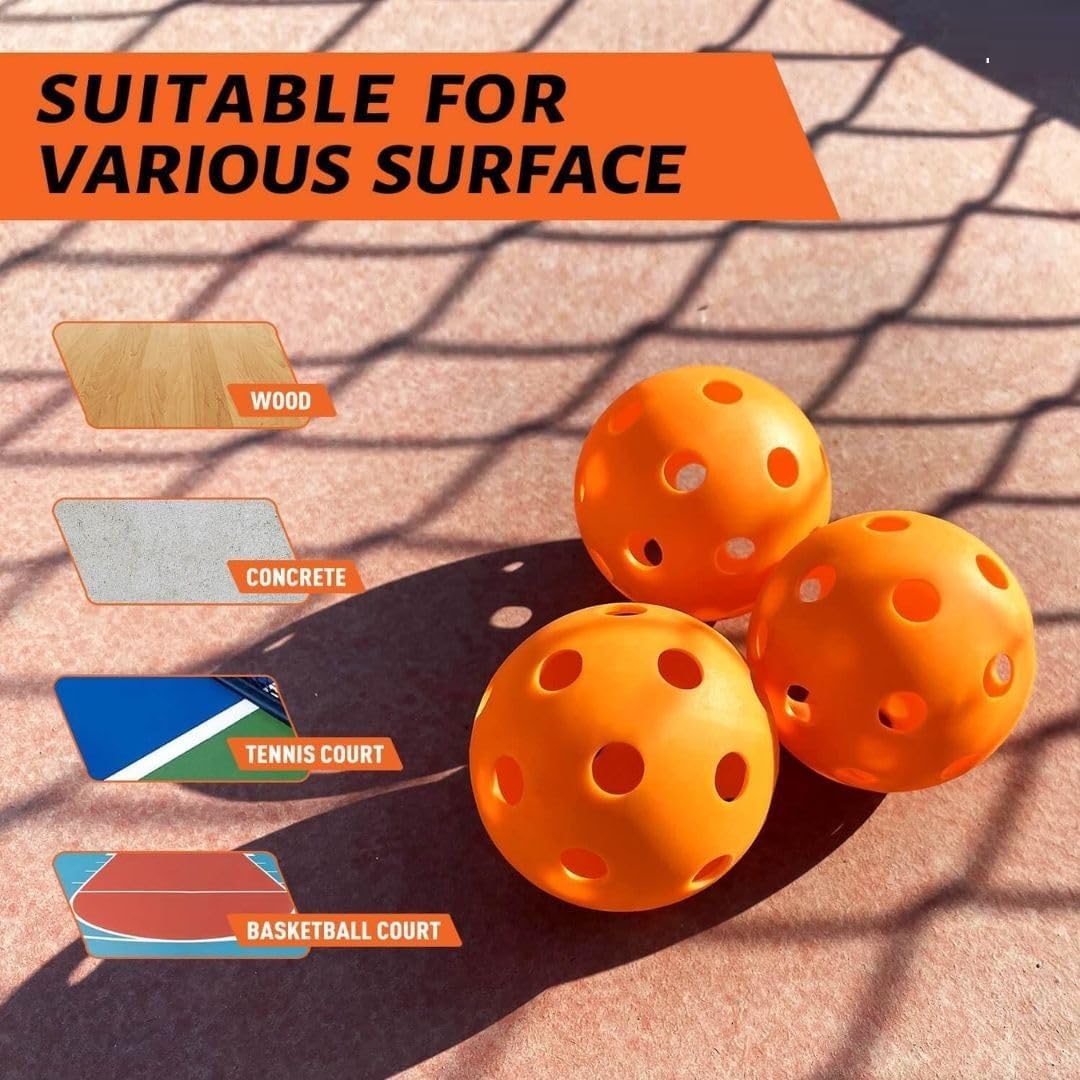 Wickston Pickleball Balls Set of 4 | 40-Hole Outdoor Training Balls | Lightweight 26g Seamless PE Construction | Durable, High Bounce Multi-Color Balls for Pickleball (4 Balls Only) 2