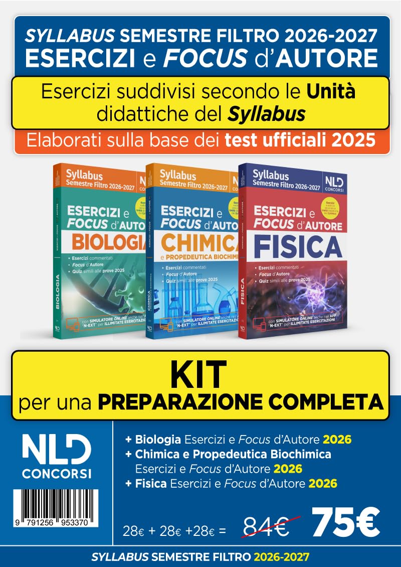 Test Medicina semestre filtro. Kit esercizi e focus d'autore di Fisica Chimica e Biologia 2026. Nuova ediz. Con software di simulazione